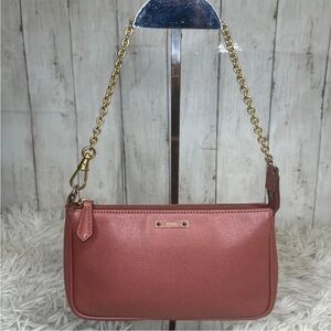 Fendi Pink Leather Wristlet with Gold Chain